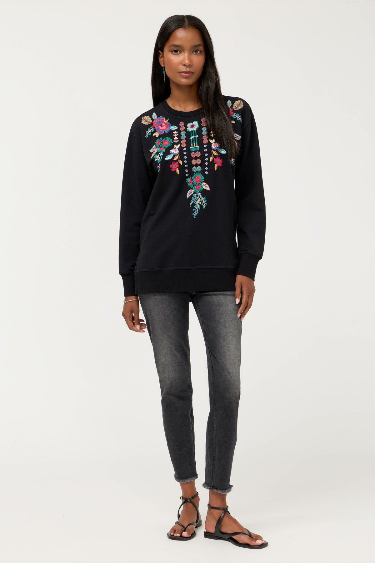 HIGH LOW CREW NECK SWEATSHIRT - Johnny Was Featured