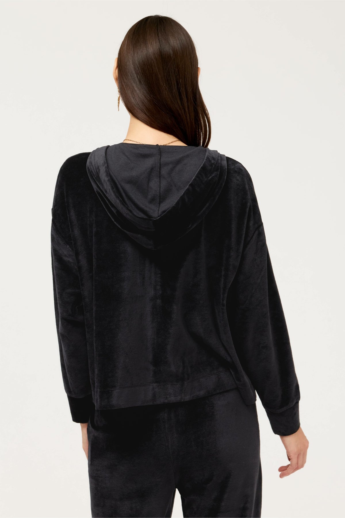 ESSENTIALS VELOUR LONG SLEEVE ZIP FRONT HOODIE - Johnny Was Recommended