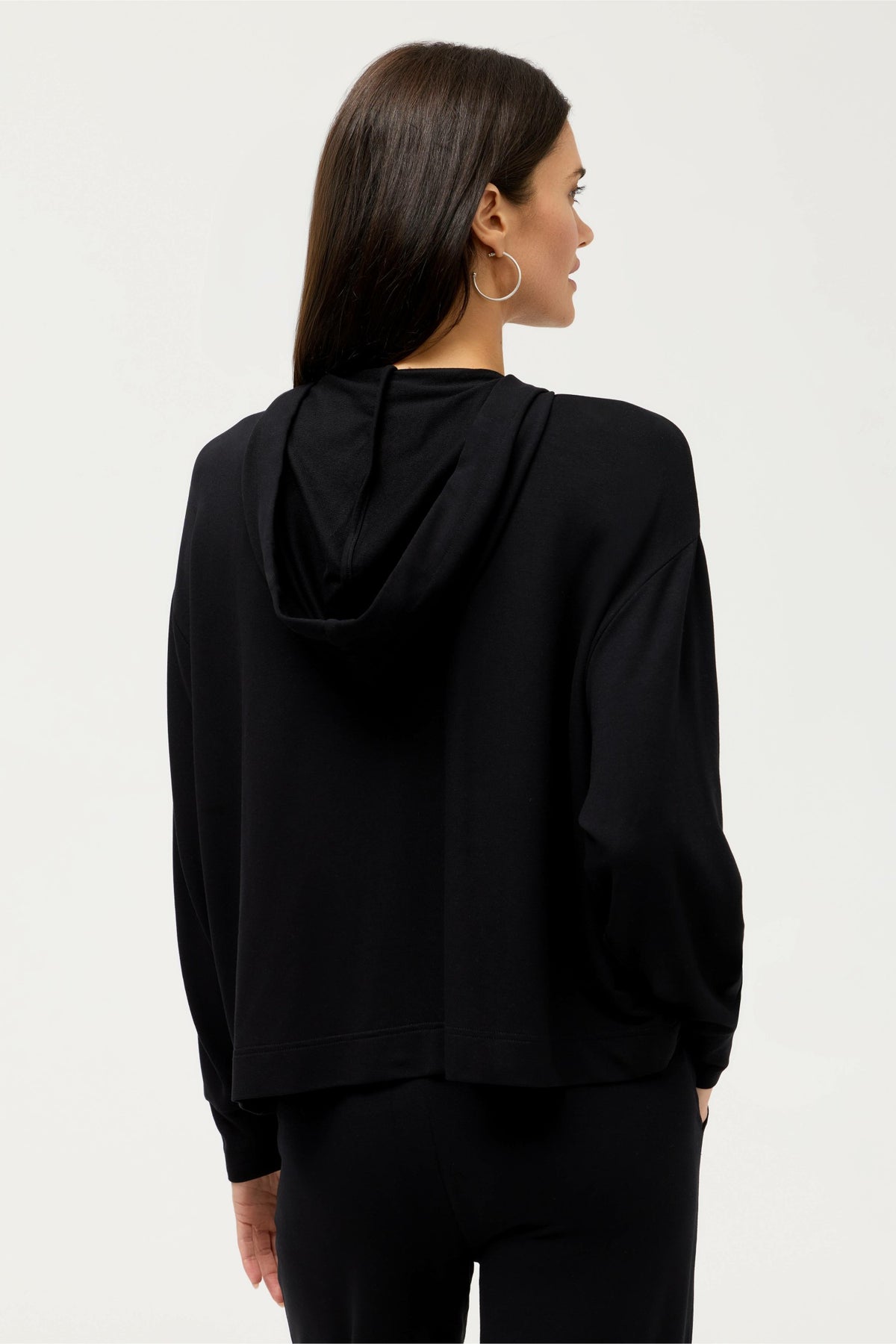 ESSENTIALS SEMI RELAXED LONG SLEEVE ZIP FRONT HOODIE - Johnny Was Popular