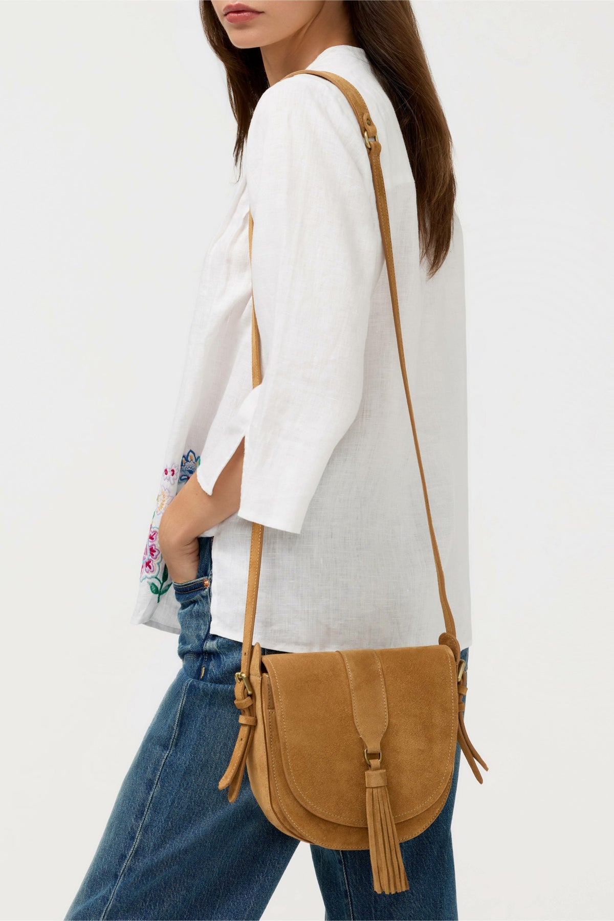 ITALIAN SUEDE BUCKLE SADDLE BAG - Johnny Was Best Seller