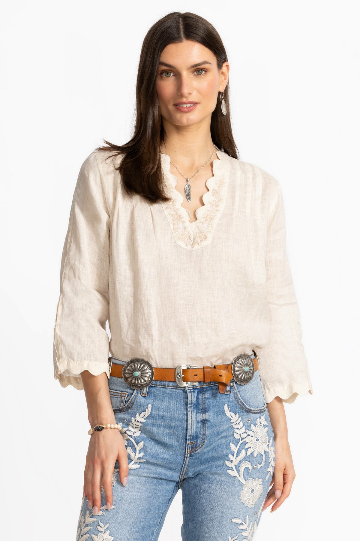PETALO ITALIAN LEATHER CONCH BELT - Johnny Was Exclusive