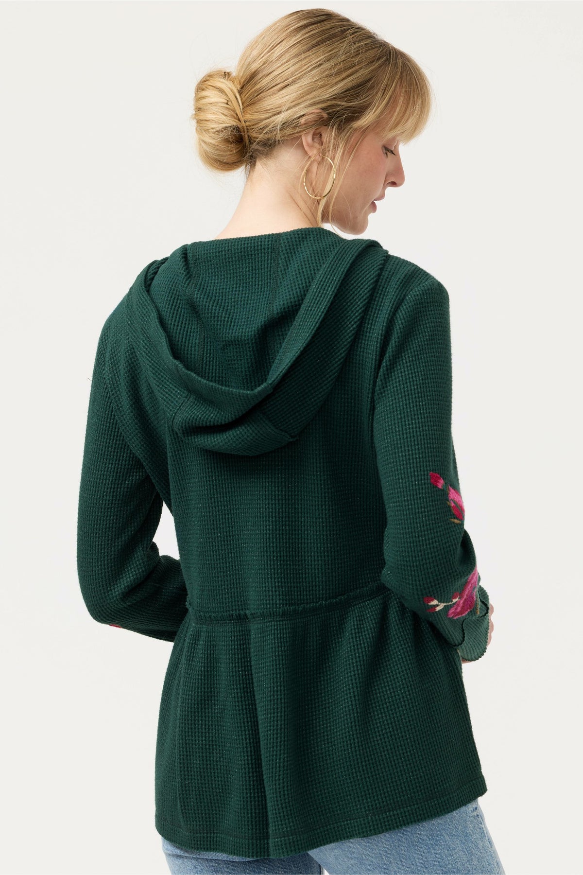 PEPLUM METALLIC THERMAL HOODIE - Johnny Was Featured