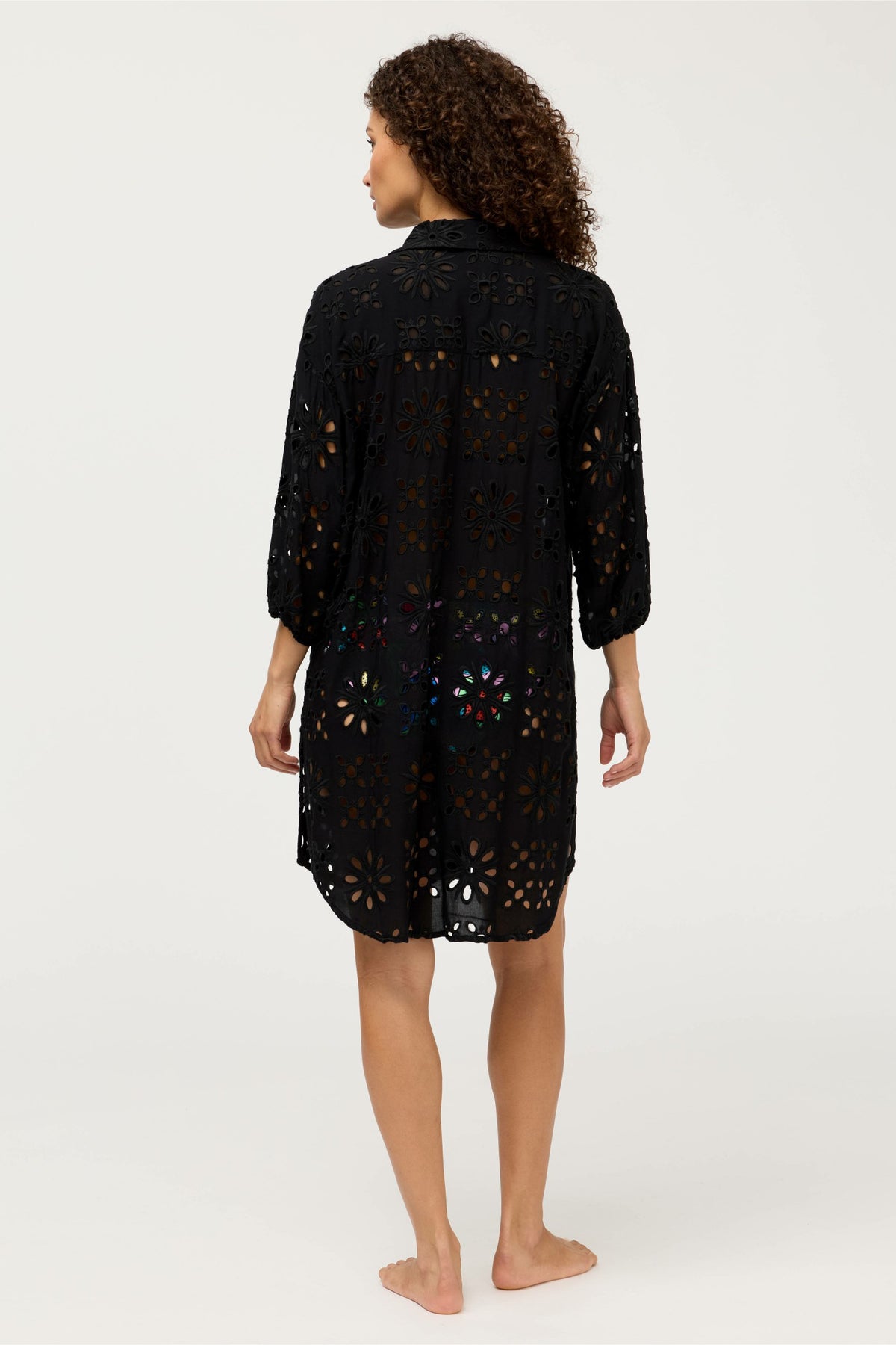 EYELET BUTTON DOWN SHIRT DRESS - Johnny Was New