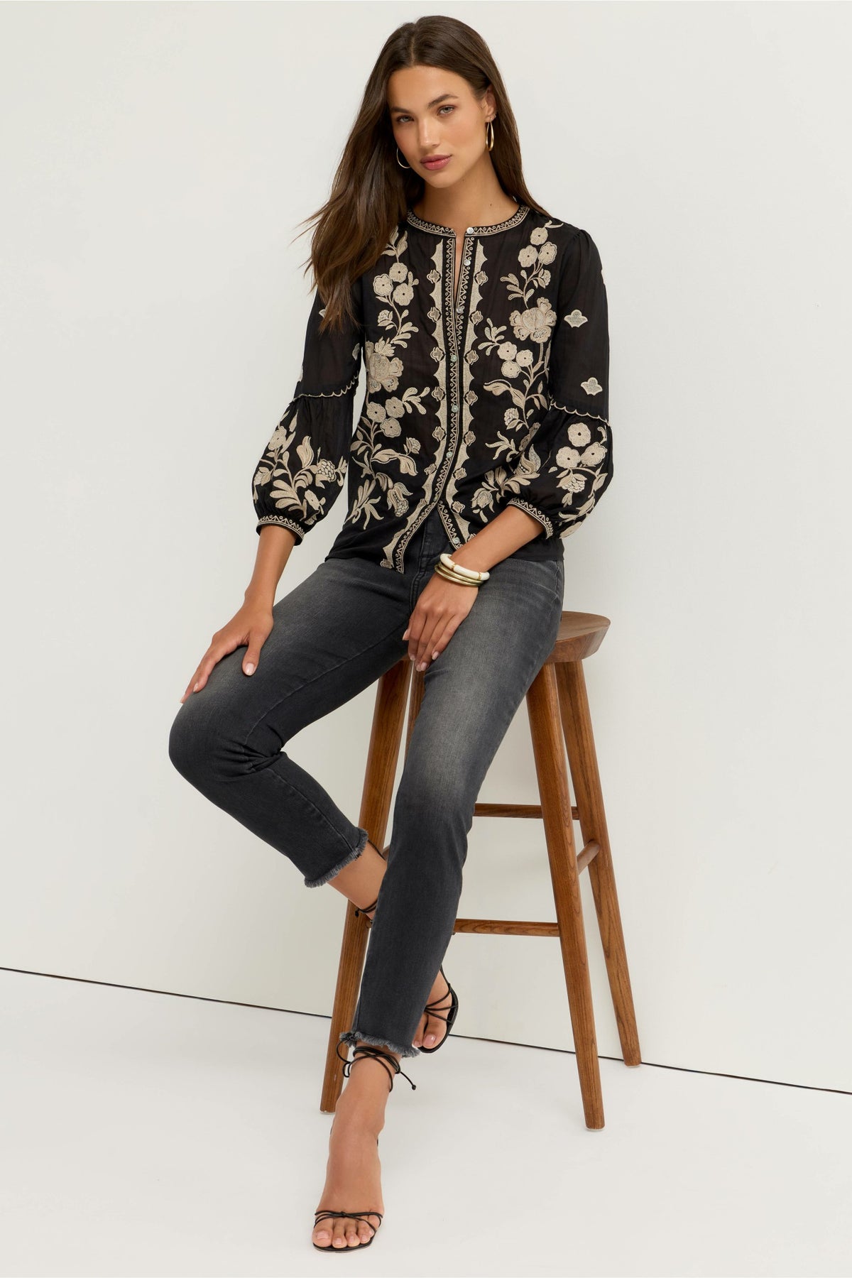 SCALLOP SLEEVE BLOUSE - Johnny Was Featured