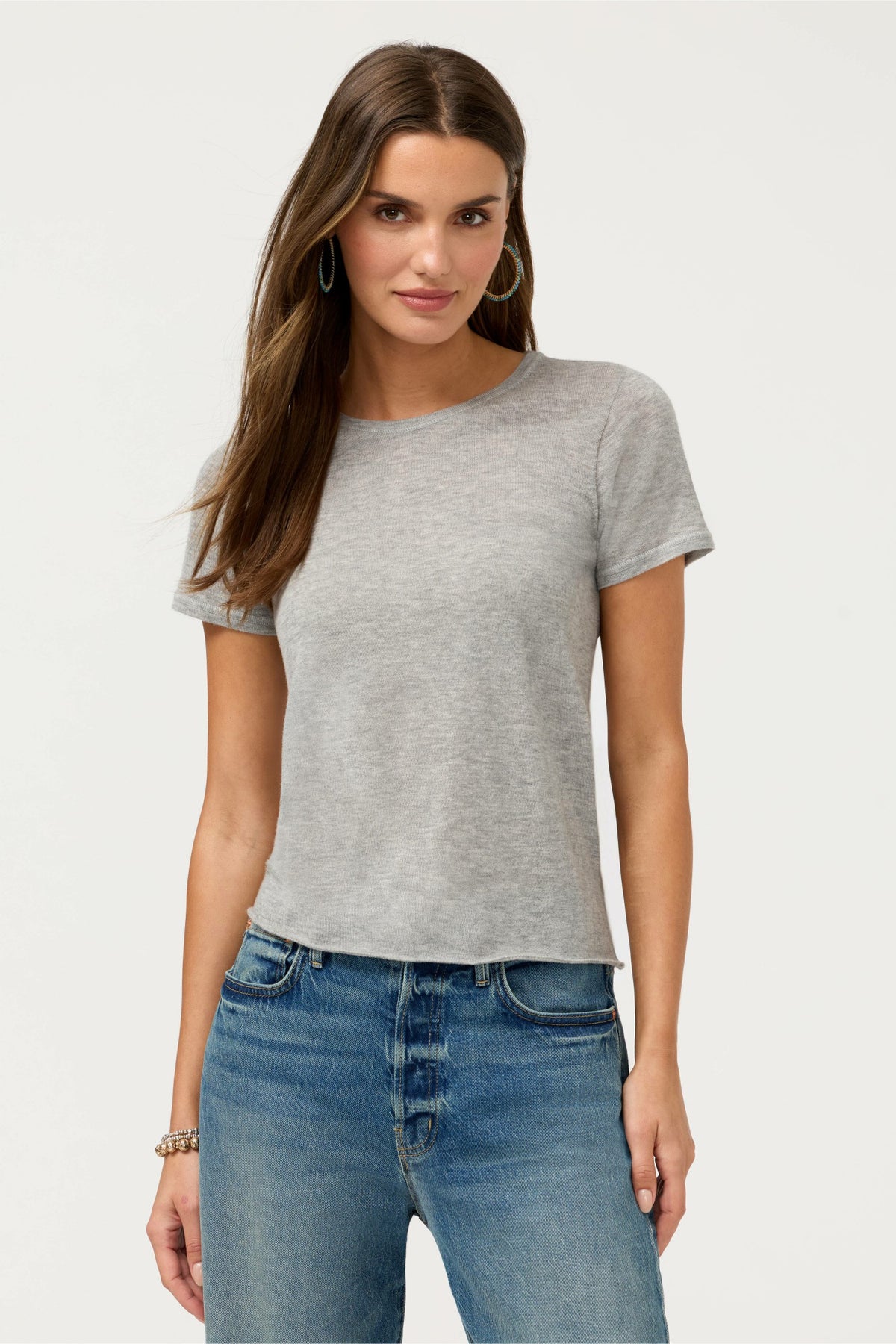 CASHMERE SHORT SLEEVE CREWNECK - Johnny Was Recommended