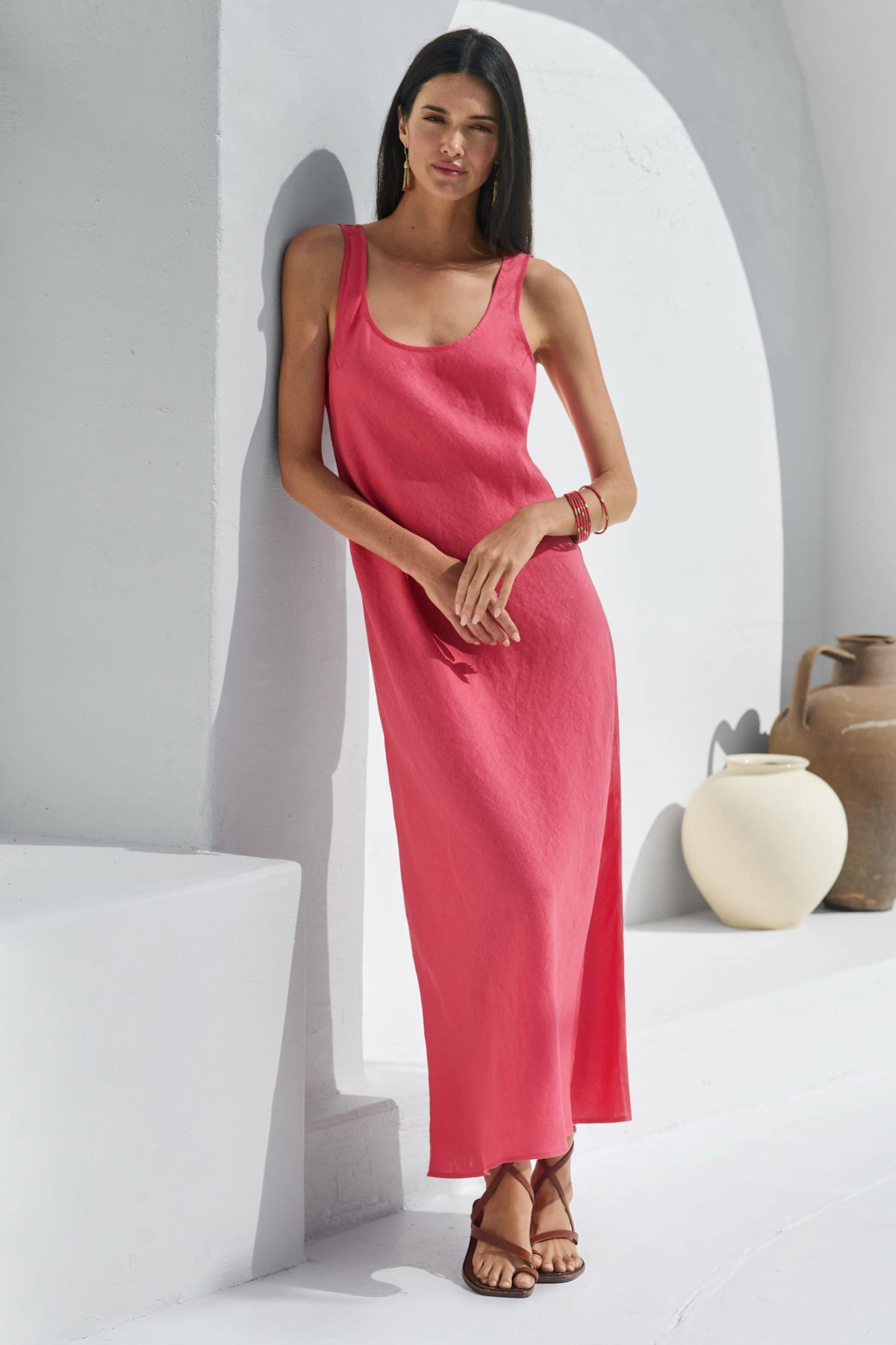 LINEN BIAS TANK DRESS - Johnny Was Signature