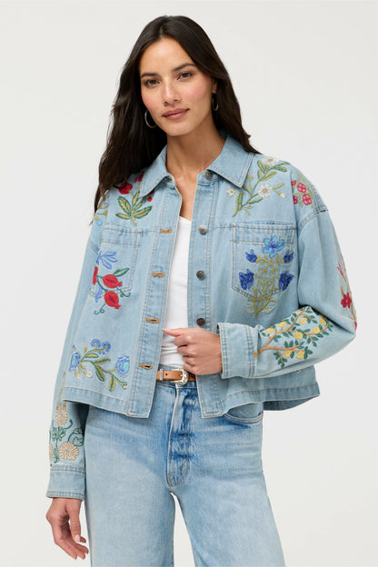 BEATRIX CROPPED DENIM JACKET - Johnny Was Featured