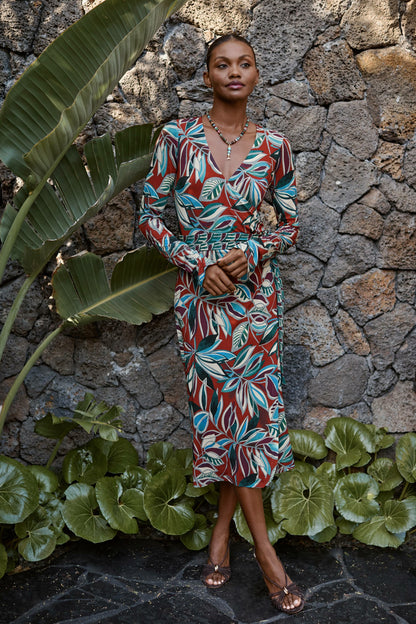 THE JANIE FAVORITE RUCHED SLEEVE WRAP DRESS - Johnny Was Popular