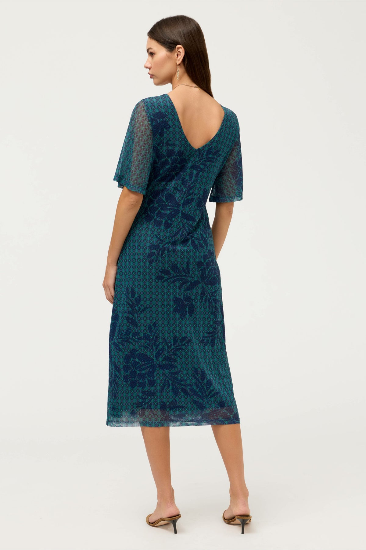 DOUBLE V-NECK MESH MIDI DRESS - Johnny Was New