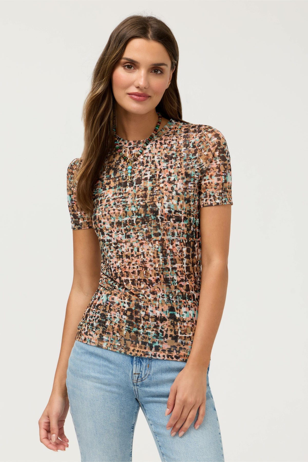 ELEANOR SHORT SLEEVE MESH TEE - Johnny Was Featured