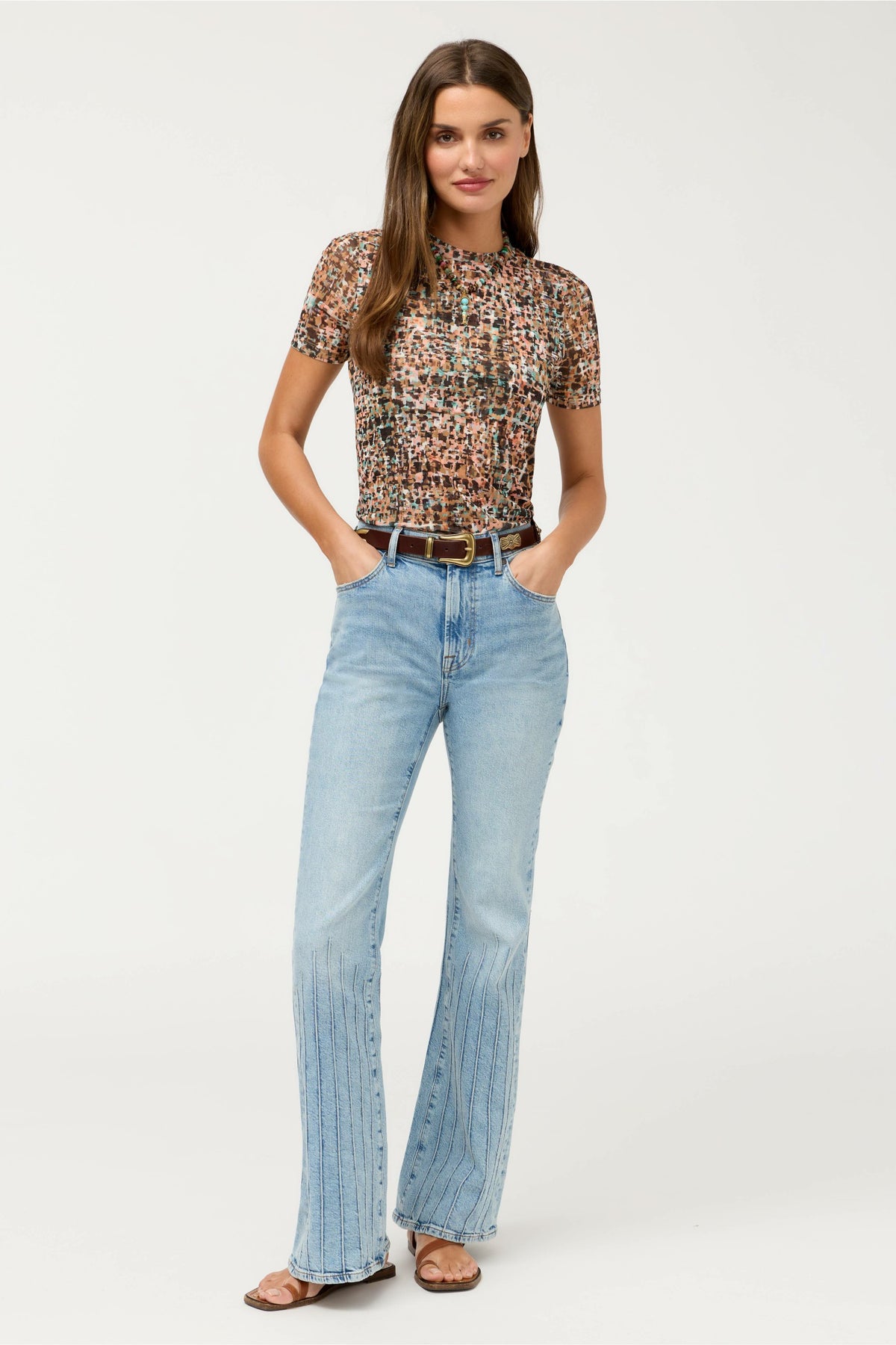 ELEANOR SHORT SLEEVE MESH TEE - Johnny Was Featured