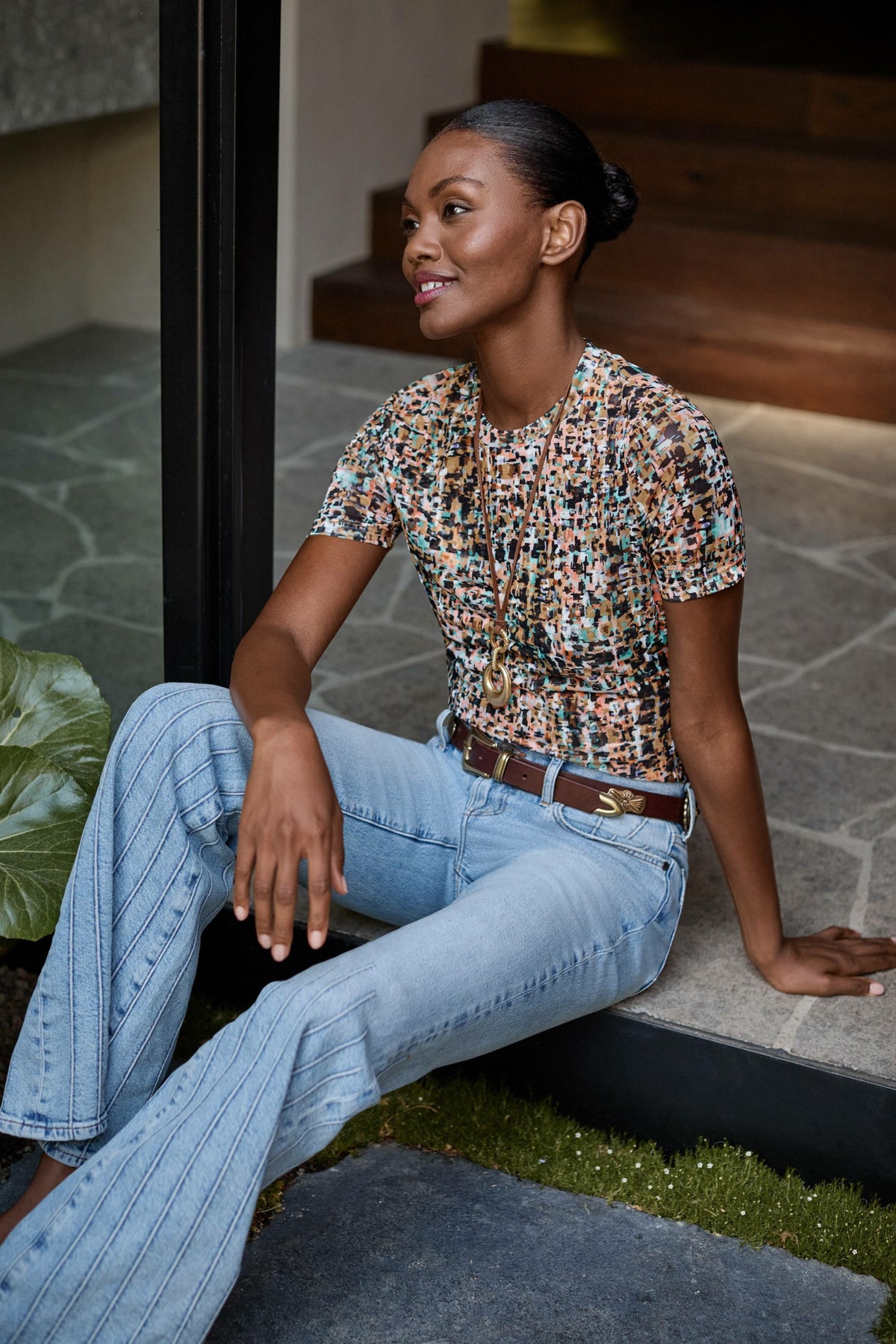 ELEANOR SHORT SLEEVE MESH TEE - Johnny Was Featured