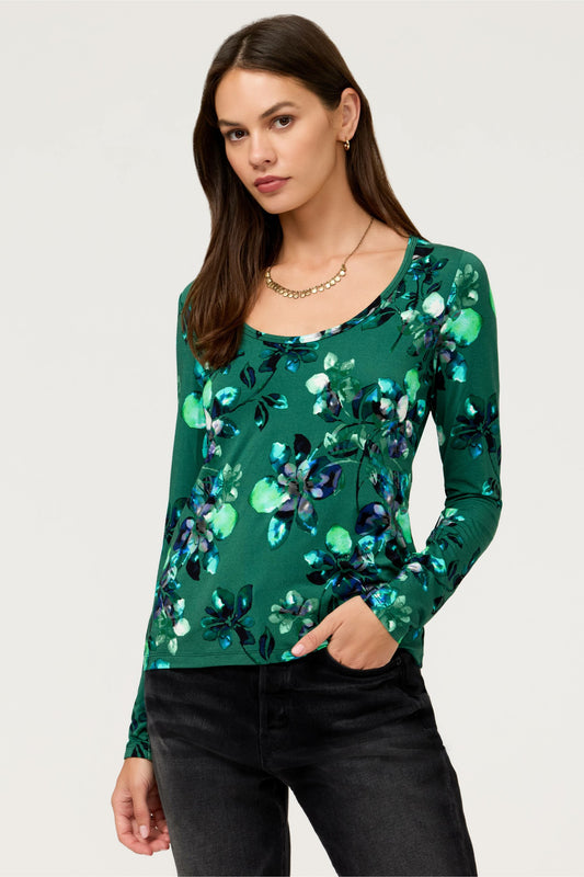 THE JANIE FAVORITE SCOOP NECK LONG SLEEVE FITTED TEE - Johnny Was New