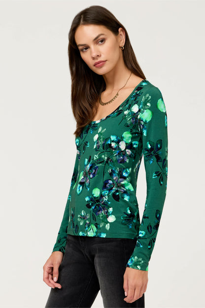 THE JANIE FAVORITE SCOOP NECK LONG SLEEVE FITTED TEE - Johnny Was New