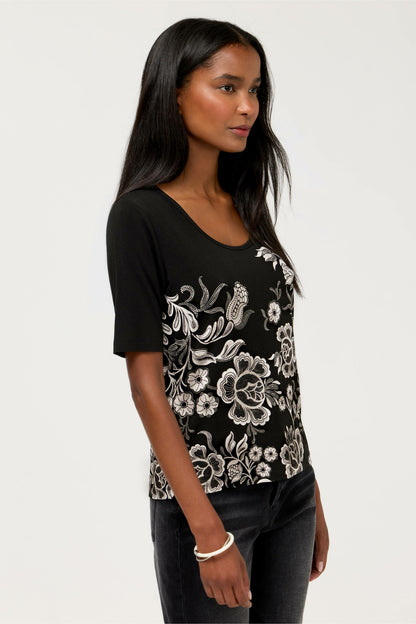 THE JANIE FAVORITE SCOOP NECK FITTED TEE - Johnny Was Featured