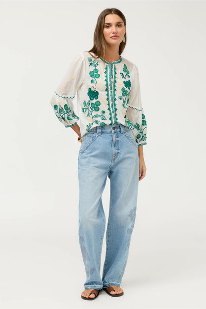 SCALLOP SLEEVE BLOUSE - Johnny Was Exclusive