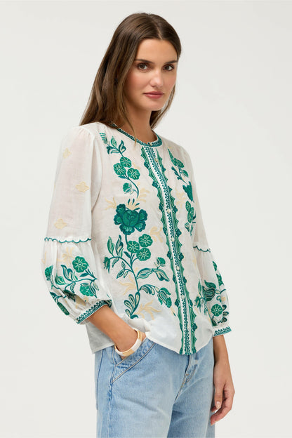 SCALLOP SLEEVE BLOUSE - Johnny Was Exclusive