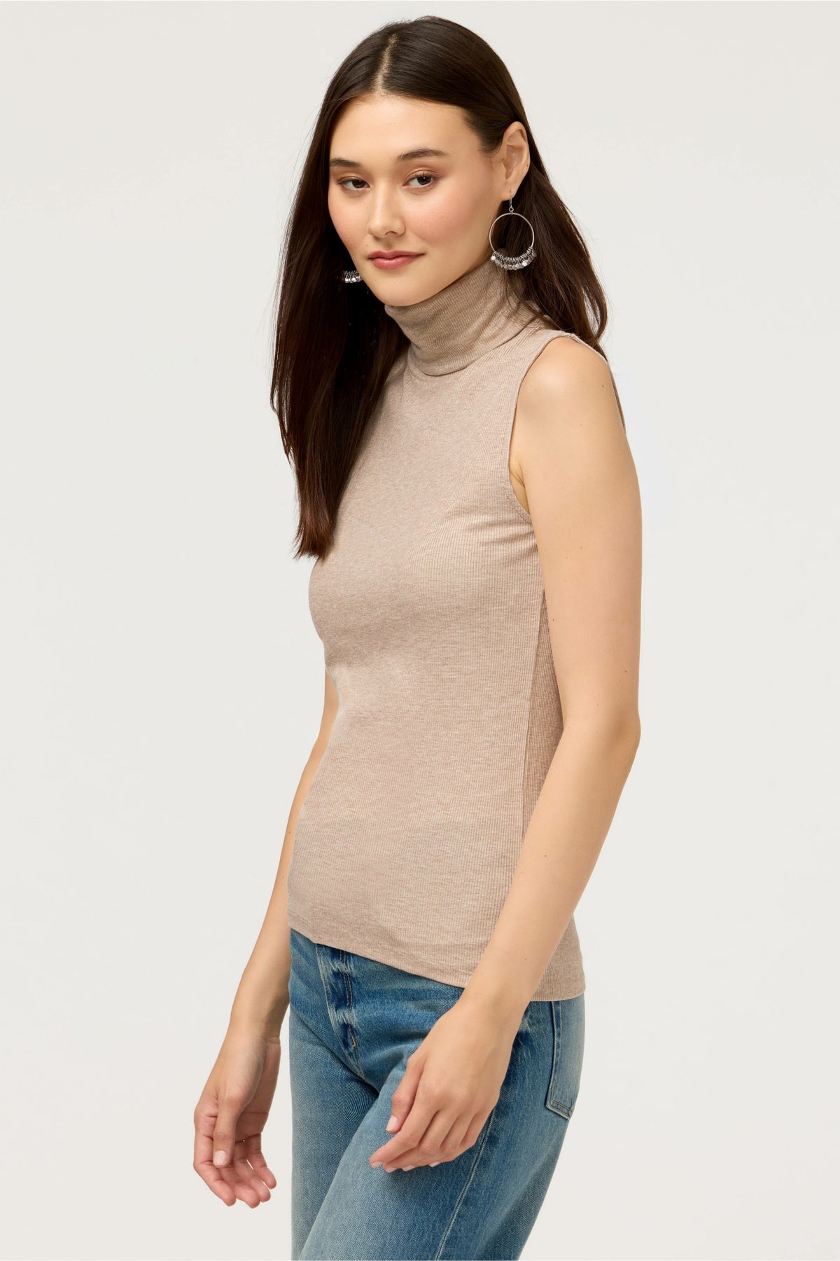 ESSENTIALS SOFT TOUCH METALLIC SLEEVELESS TURTLENECK - Johnny Was Exclusive