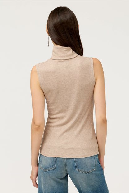 ESSENTIALS SOFT TOUCH METALLIC SLEEVELESS TURTLENECK - Johnny Was Exclusive