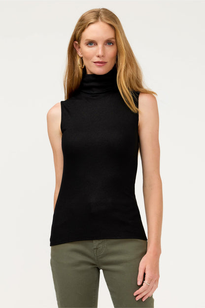 ESSENTIALS SOFT TOUCH METALLIC SLEEVELESS TURTLENECK - Johnny Was Signature