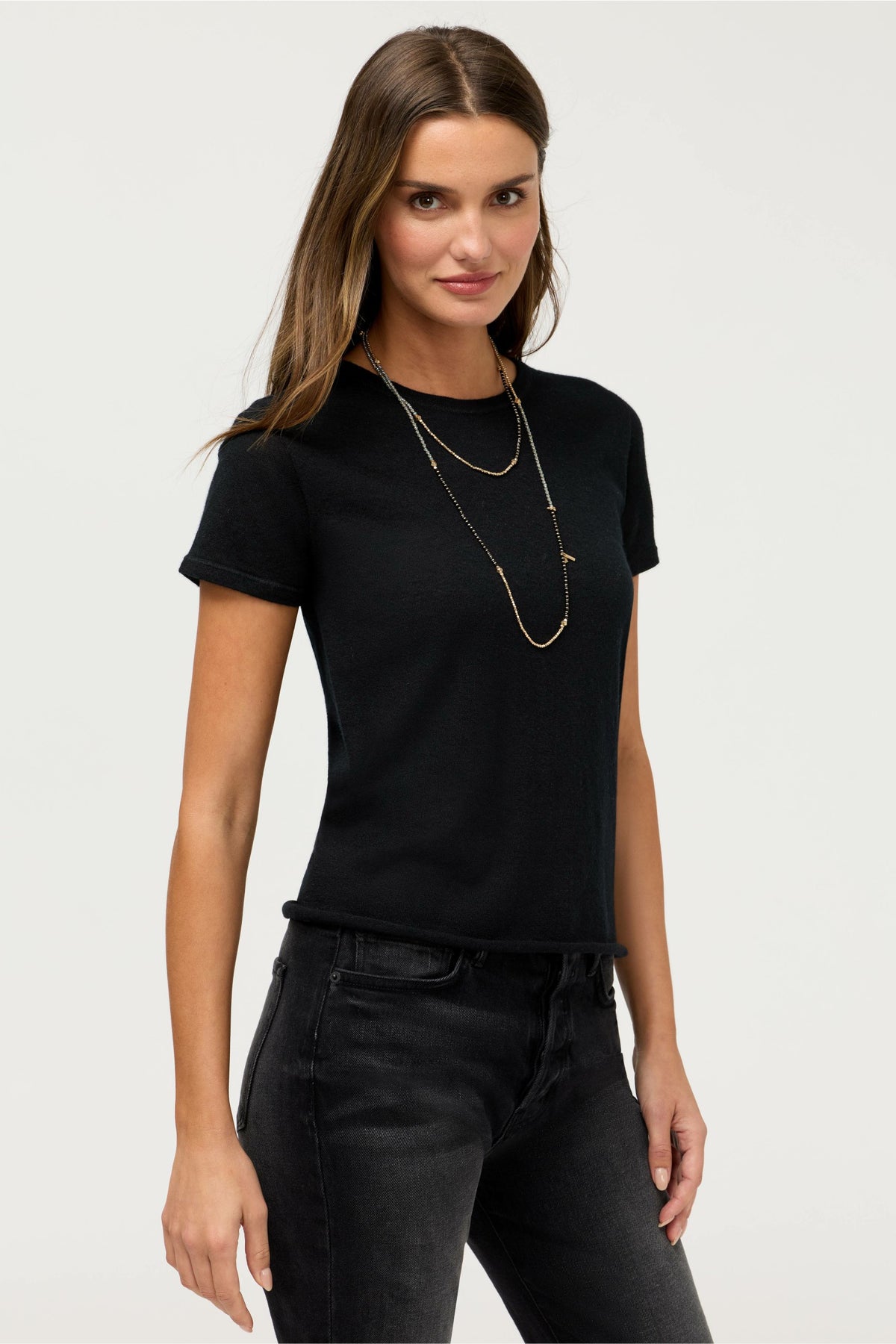 CASHMERE SHORT SLEEVE CREWNECK - Johnny Was Featured