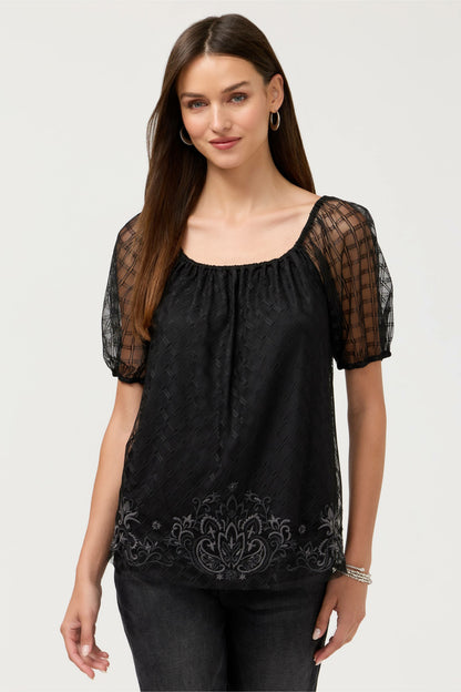 AMARRAH MESH BLOUSE - Johnny Was Best Seller