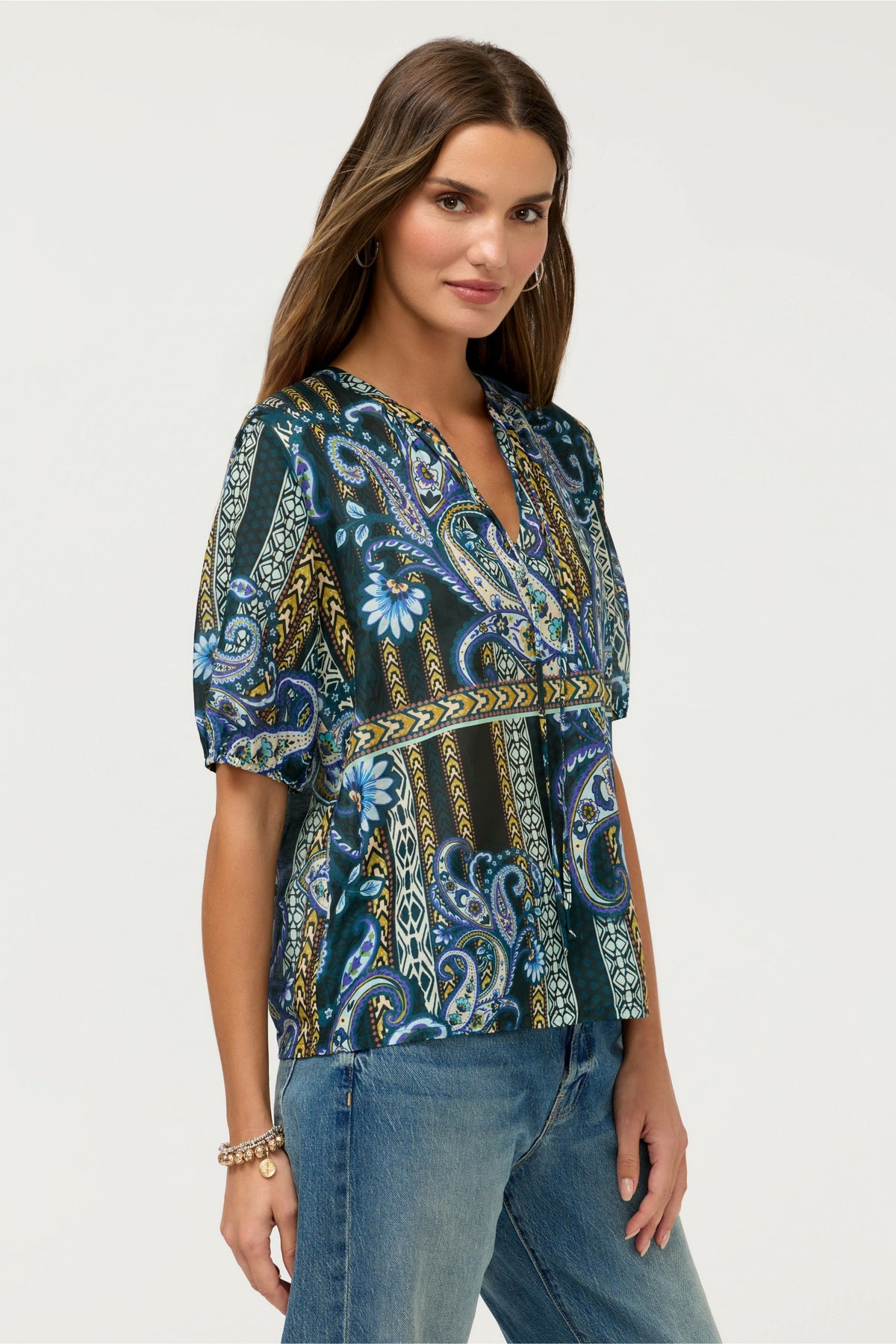 MARGOT SHORT SLEEVE BLOUSE - Johnny Was New