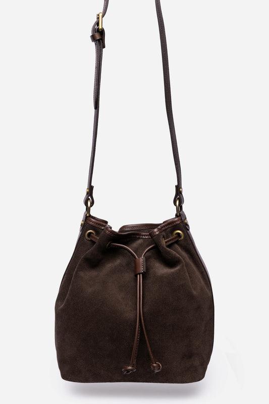 ITALIAN SUEDE CINCH CROSSBODY BUCKETBAG - Johnny Was Signature