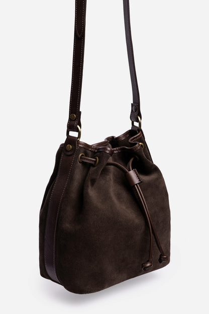 ITALIAN SUEDE CINCH CROSSBODY BUCKETBAG - Johnny Was Signature