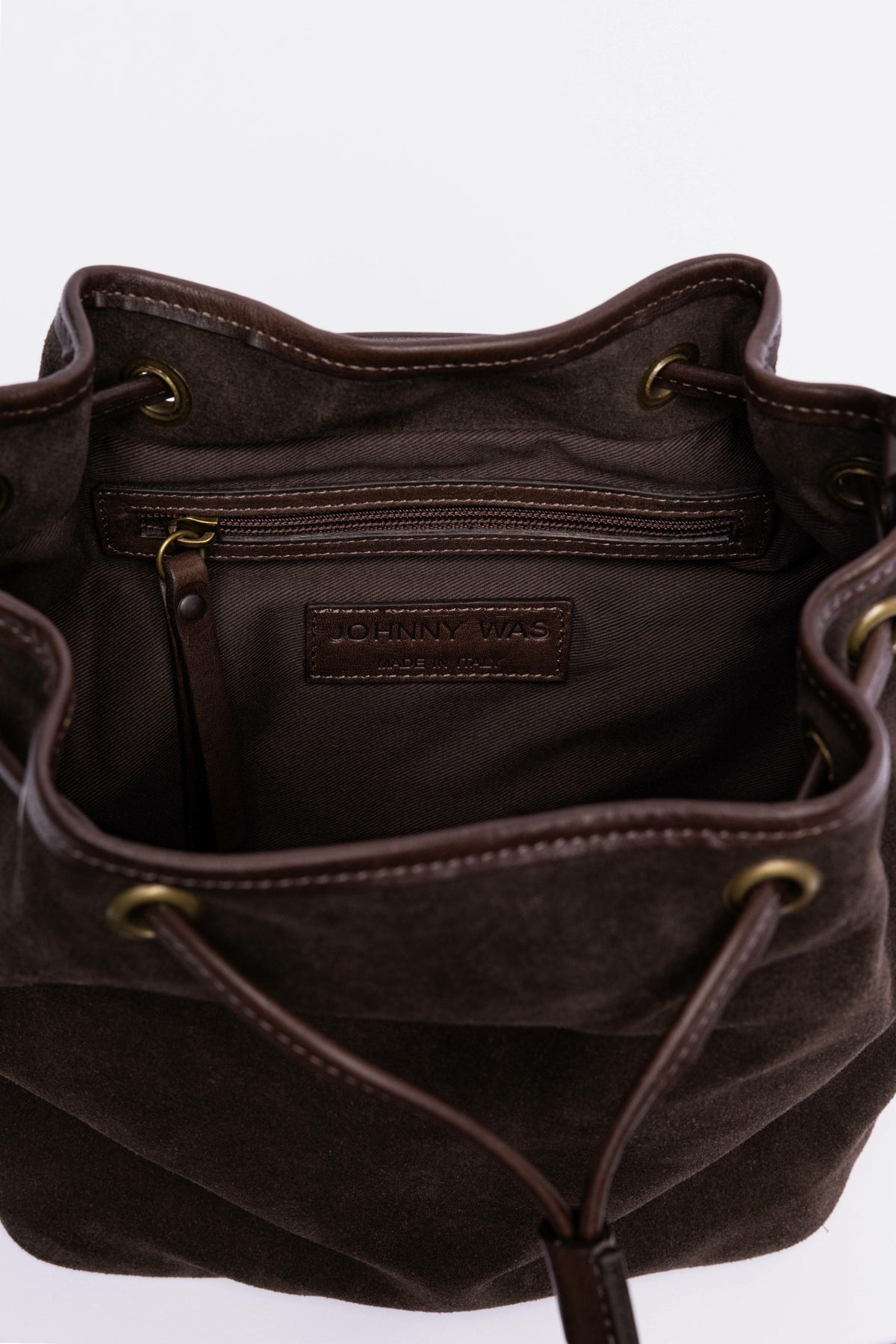 ITALIAN SUEDE CINCH CROSSBODY BUCKETBAG - Johnny Was Signature