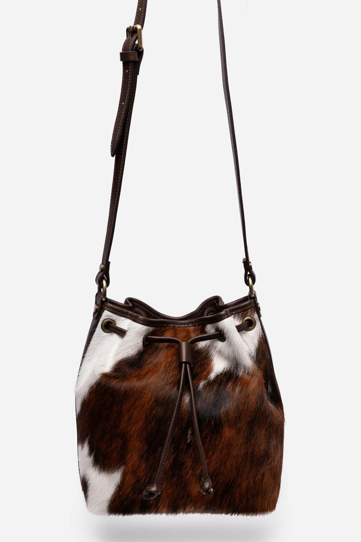 ITALIAN CALF HAIR CINCH CROSSBODY BUCKET - Johnny Was New