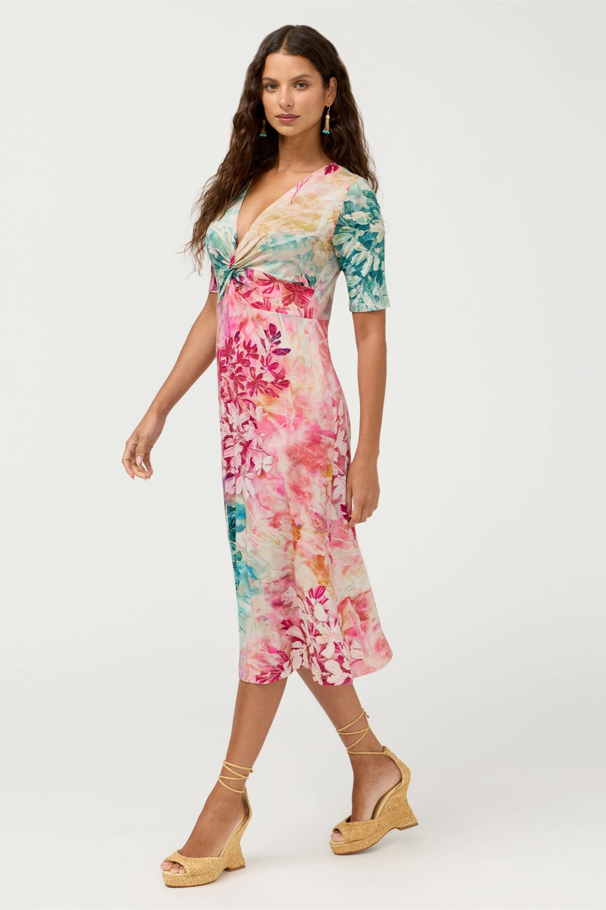 THE JANIE FAVORITE TWIST FRONT MIDI SWING DRESS - Johnny Was Trending