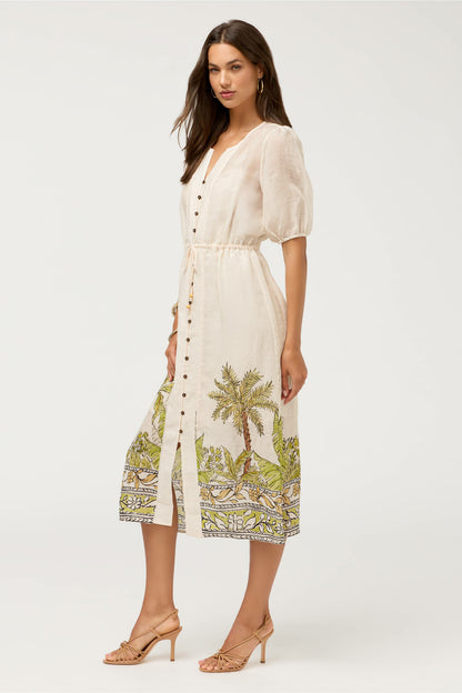 BUTTON FRONT DRAWSTRING DRESS - Johnny Was Best Seller