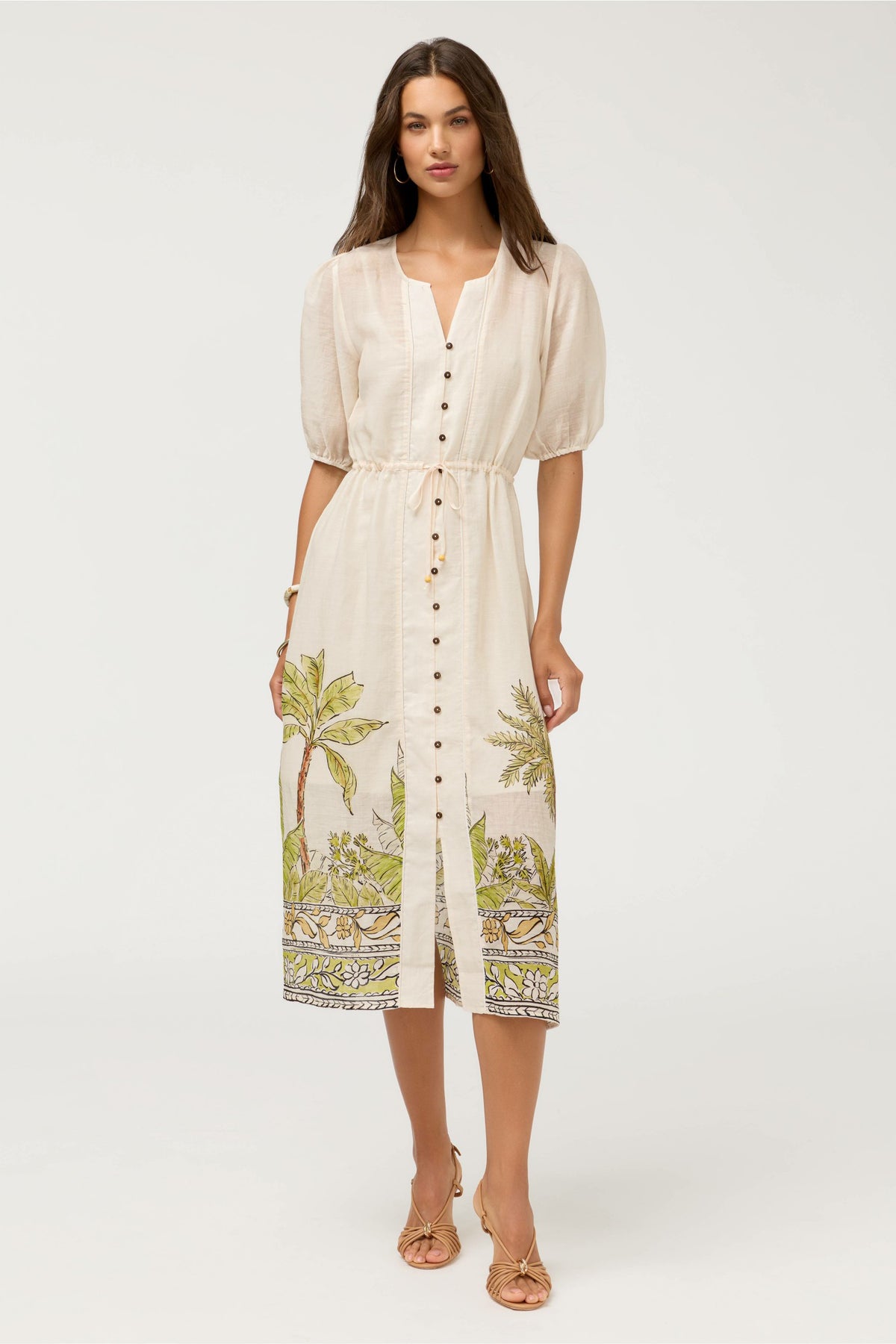 BUTTON FRONT DRAWSTRING DRESS - Johnny Was Best Seller