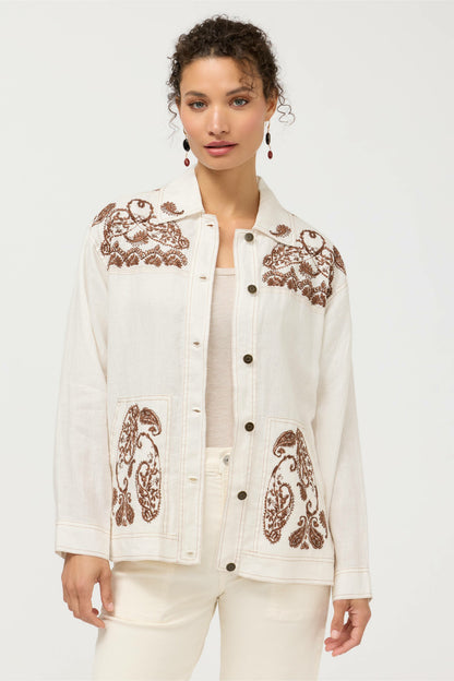 LINEN TRAPUNTO CHORE JACKET - Johnny Was Trending