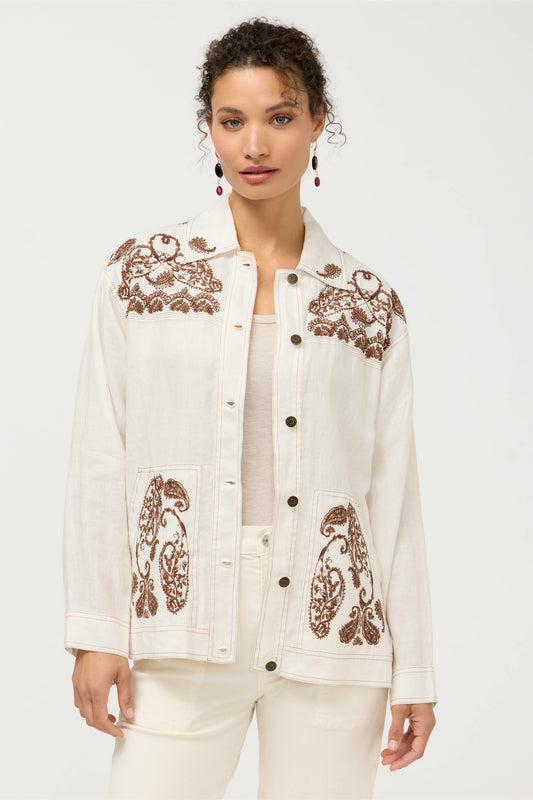 LINEN TRAPUNTO CHORE JACKET - Johnny Was Trending