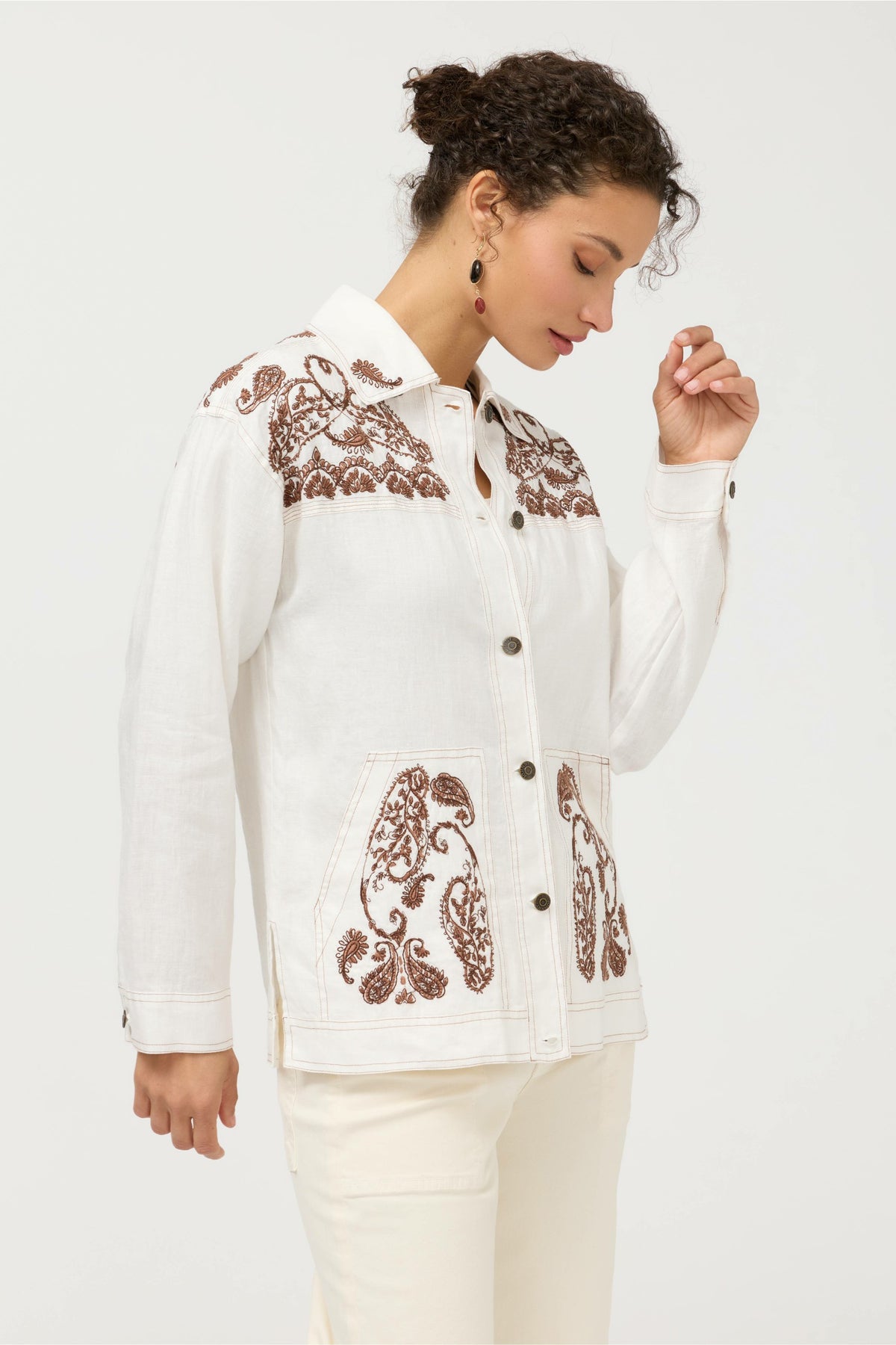 LINEN TRAPUNTO CHORE JACKET - Johnny Was Trending
