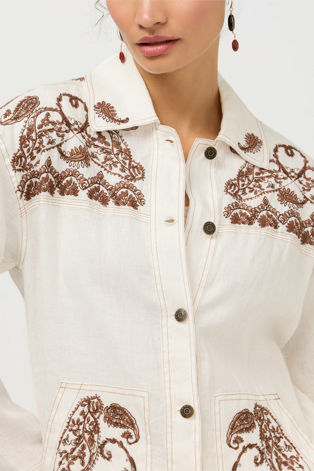 LINEN TRAPUNTO CHORE JACKET - Johnny Was Trending