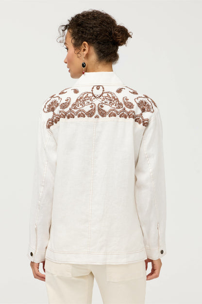 LINEN TRAPUNTO CHORE JACKET - Johnny Was Trending