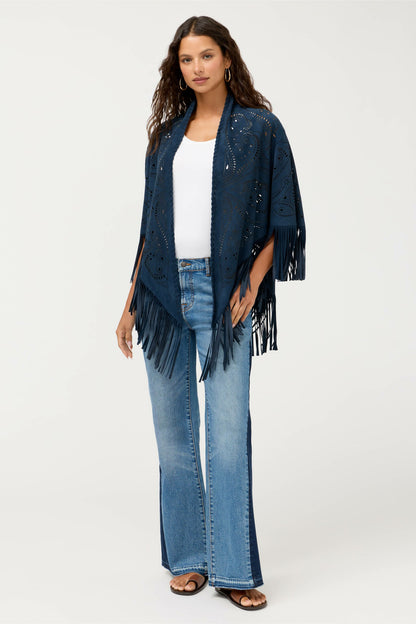 LASER CUT ITALIAN SUEDE PONCHO - Johnny Was Best Seller