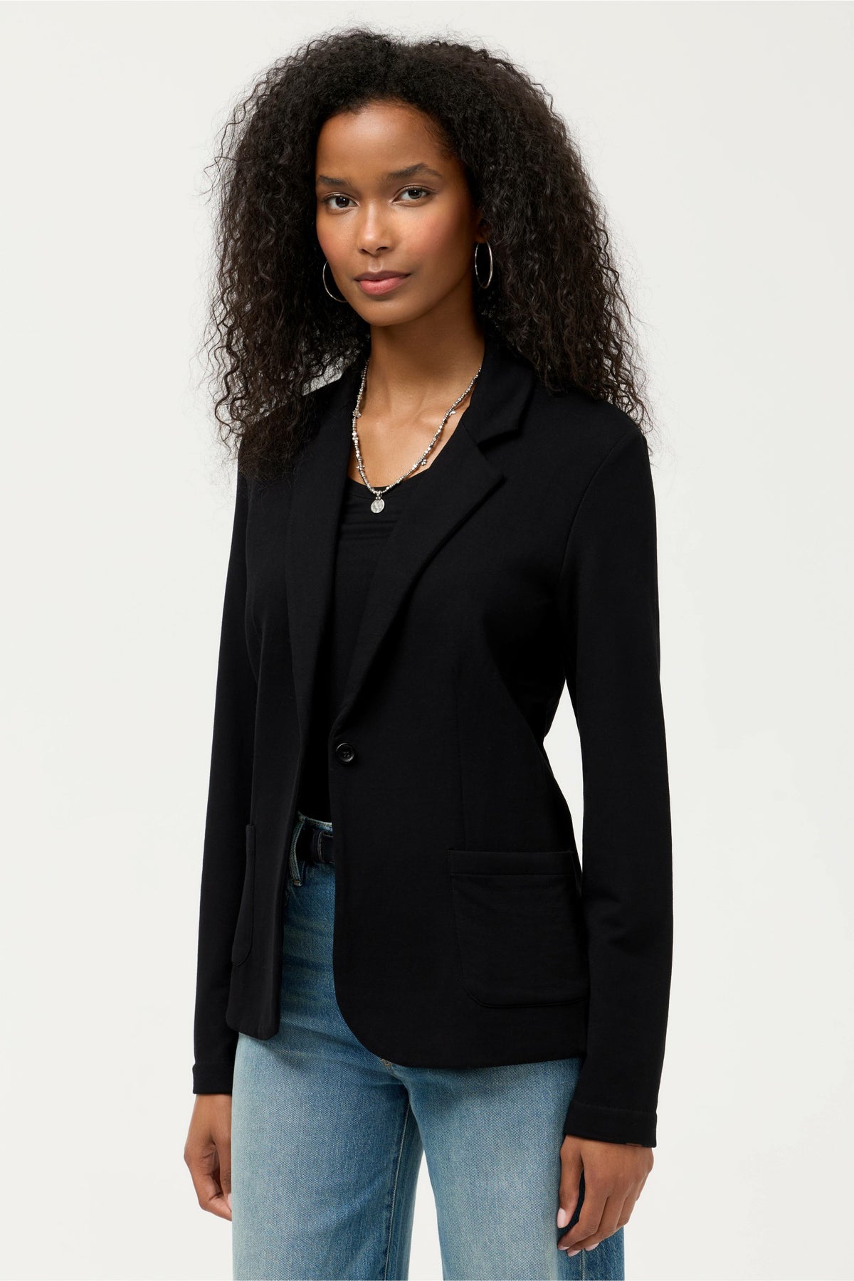 ESSENTIALS FRENCH TERRY ONE BUTTON BLAZER - Johnny Was Trending