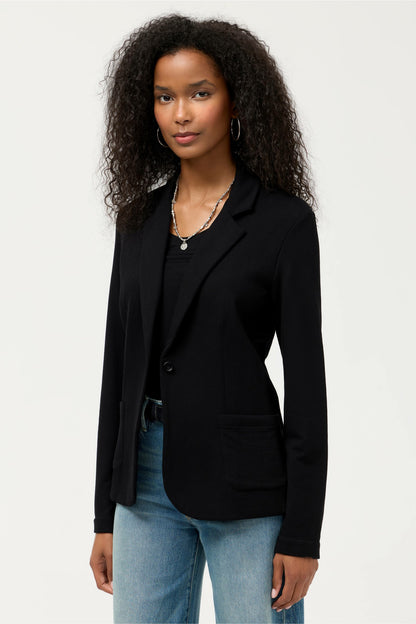 ESSENTIALS FRENCH TERRY ONE BUTTON BLAZER - Johnny Was Trending