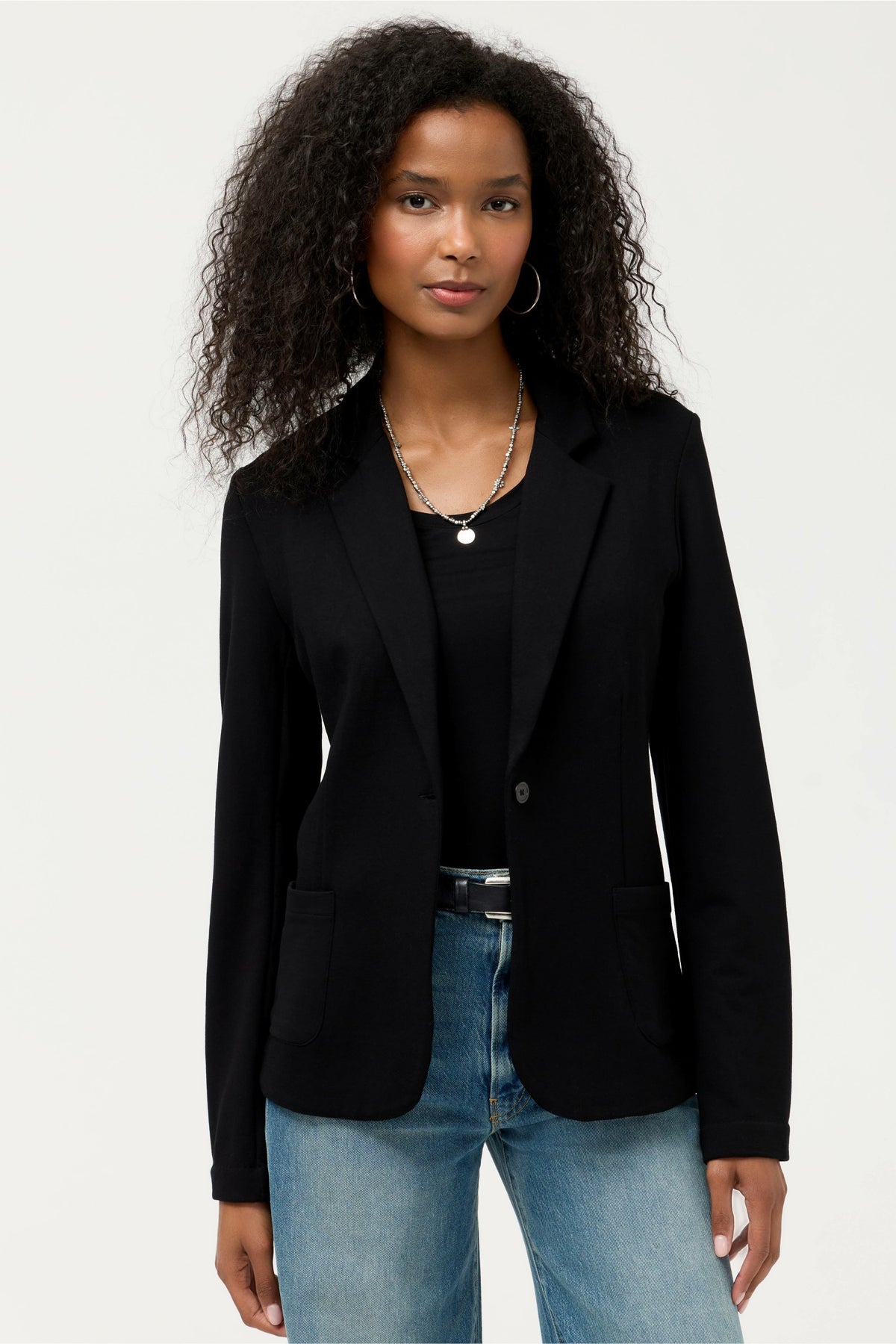 ESSENTIALS FRENCH TERRY ONE BUTTON BLAZER - Johnny Was Trending