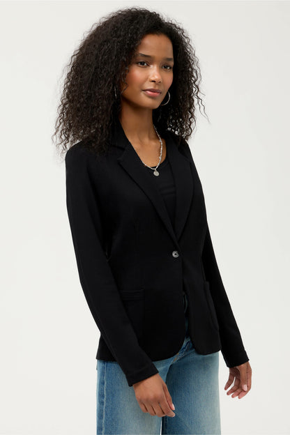 ESSENTIALS FRENCH TERRY ONE BUTTON BLAZER - Johnny Was Trending