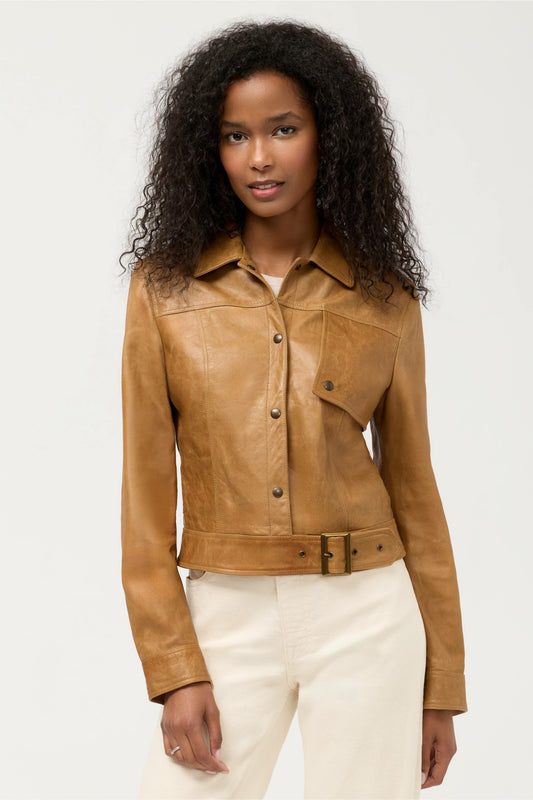 ITALIAN LEATHER BUCKLE JACKET - Johnny Was New