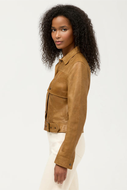 ITALIAN LEATHER BUCKLE JACKET - Johnny Was New
