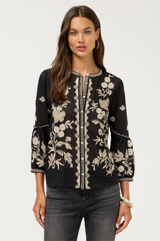 SCALLOP SLEEVE BLOUSE - Johnny Was Recommended