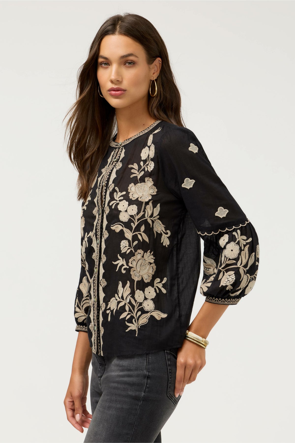 SCALLOP SLEEVE BLOUSE - Johnny Was Recommended