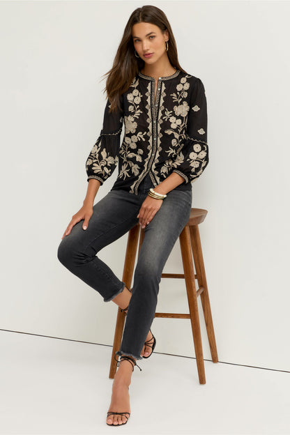 SCALLOP SLEEVE BLOUSE - Johnny Was Recommended