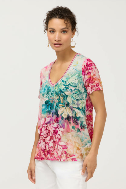 The Janie Favorite Short Sleeve V-Neck Swing Tee - Johnny Was Featured